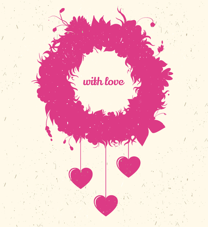 Flower frame, wreath perfect for wedding invitations and Valentine's Day cardsのイラスト素材