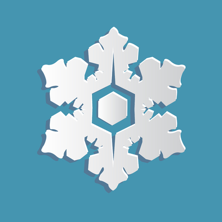 Paper snowflake on a blue background. Paper art styleのイラスト素材