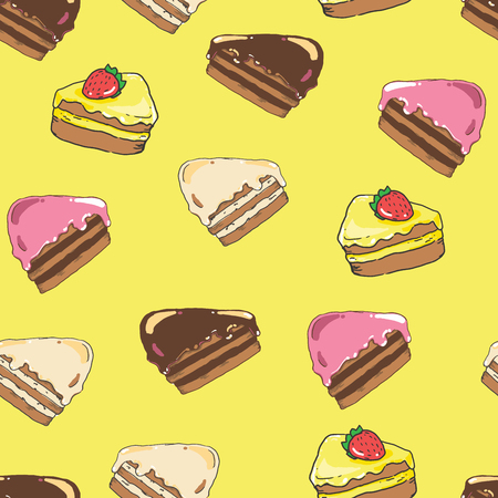 Cake pattern. Seamless background.Vector decorative paper with sの写真素材