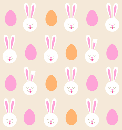 Seamless pattern of Easter bunnies and colored eggsのイラスト素材