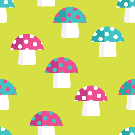 Seamless pattern of the fabulous fungi. cartoon amanita.のイラスト素材