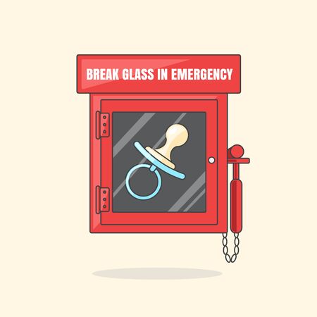 Red emergency box with in case of emergency breakable glass.のイラスト素材