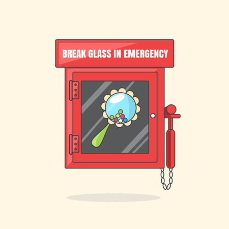 Red emergency box with in case of emergency breakable glass. Boxのイラスト素材