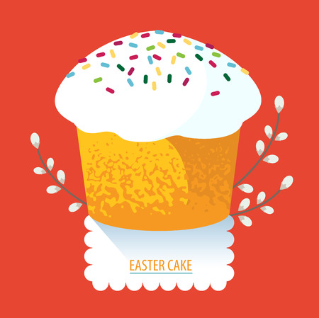 Easter cake traditional sweet food. Easter cake flat iconのイラスト素材