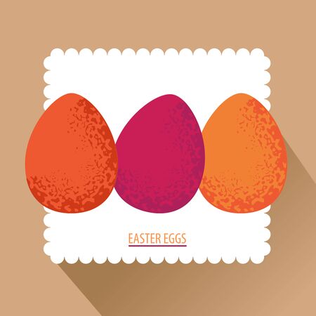 Colored eggs on a white napkin. Flat vector illustrationのイラスト素材