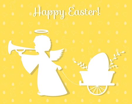 Silhouette of an angel with Easter egg. Paper artのイラスト素材