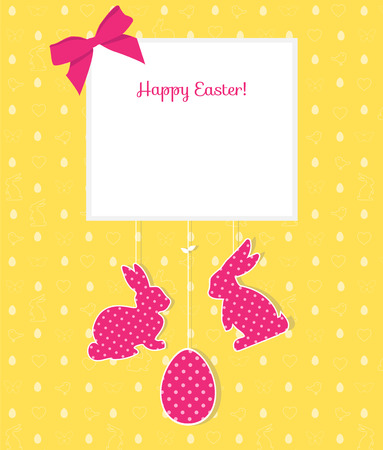 Easter card with egg, rabbits and seamless pattern. Perfect forのイラスト素材