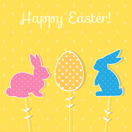 Easter paper decoration in the form of bunny and egg. Holiday syのイラスト素材