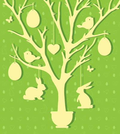 Easter paper decoration in the form of Easter tree with eggs andのイラスト素材