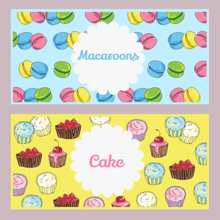 Set of food template with sweets, cakes.のイラスト素材