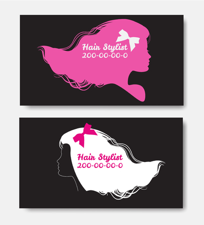 Stylish silhouettes of women with long hair.のイラスト素材