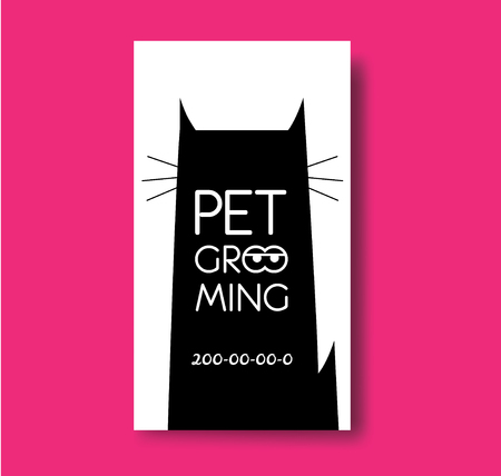 Pet grooming business card design template with cat silhouette.のイラスト素材