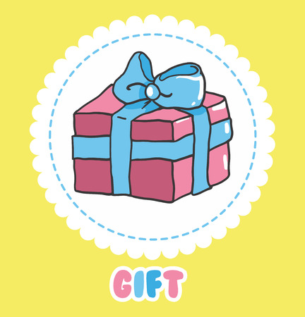 Hand draw Gift icon vector. Pink present box with bowのイラスト素材