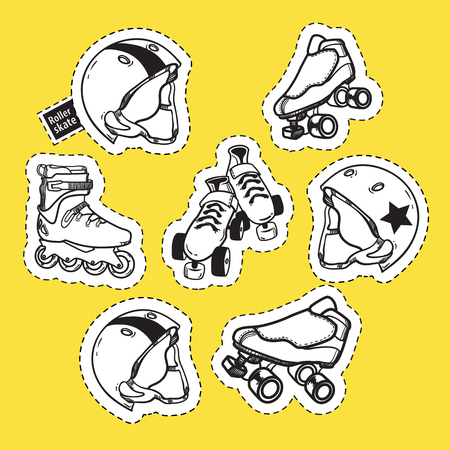 Summer outdoor activities sport equipment patch badges collectioのイラスト素材