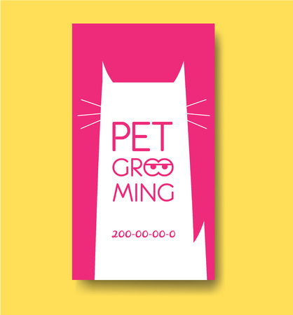 Pet grooming label and business card design template with cat siのイラスト素材