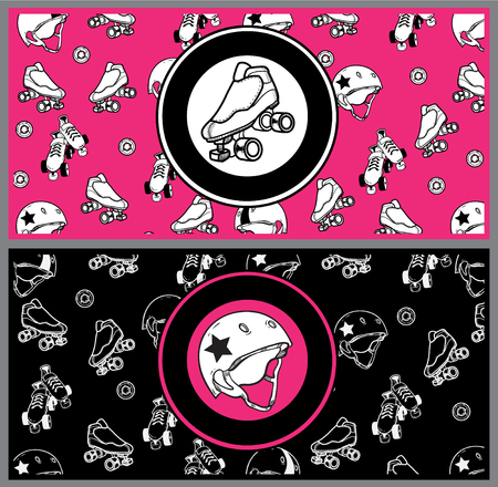 Set of flyers on the theme of roller derby and roller skatingのイラスト素材