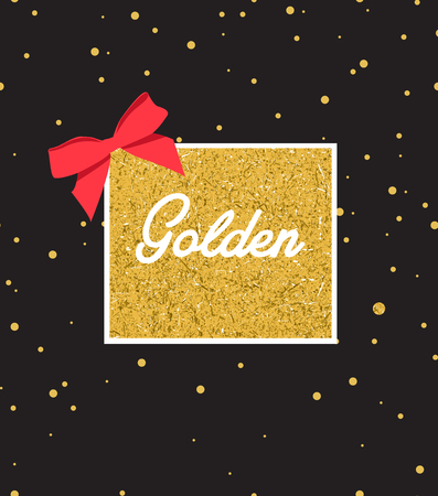 Abstract black background with sparkles and gold label in centerのイラスト素材