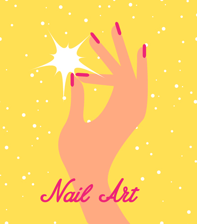 Woman hand with pink fingernailsのイラスト素材