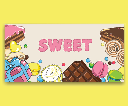 Flyer template on baking and sweets.のイラスト素材