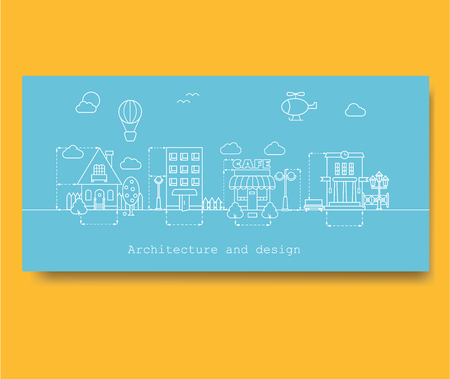 Building design. Drawing with measurements on blue paperのイラスト素材