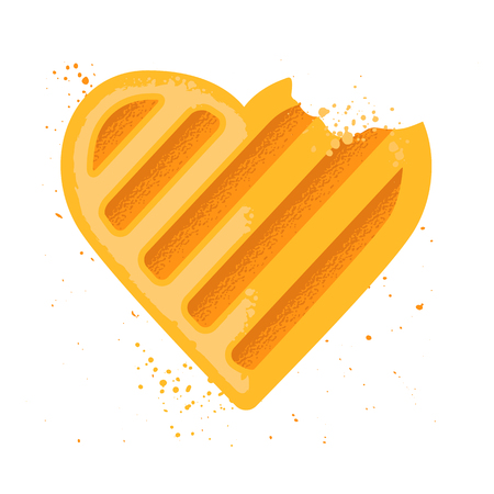 Heart shape cookie. Bitten cookie. Vector iconのイラスト素材