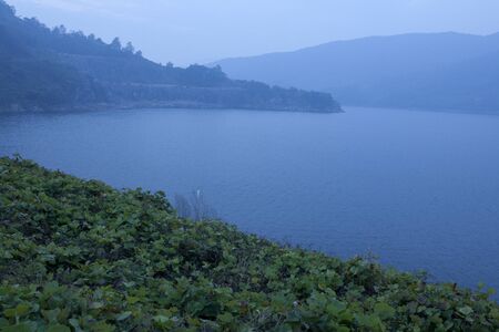 lake landscape in the early morningの写真素材