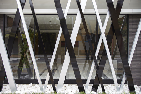 Black and white billidingの写真素材