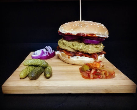 Homemade veggie burgerの写真素材