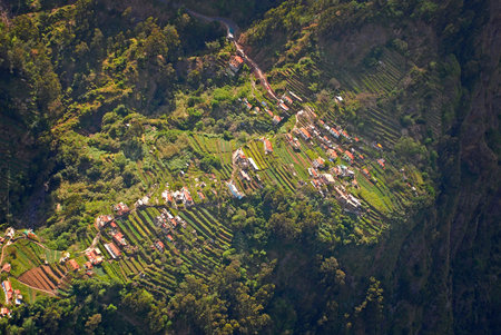 Curral das Freiras - Beautiful view of mountain range in Madeira Island, Portugal 