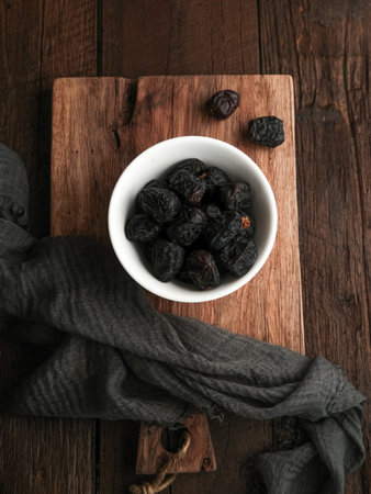 Kurma Ajwa, Ajwa Dates. In the month of Ramadan, dates are eaten when breaking the fast. Kurma Ajwa is one of the special fruit of Arabic. Selective focus.の写真素材