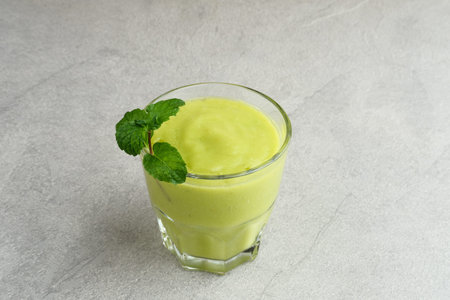 Jus Alpukat or Avocado Juice. Vegan diet and nutrition, healthy concepts drinks. Served in glass,...