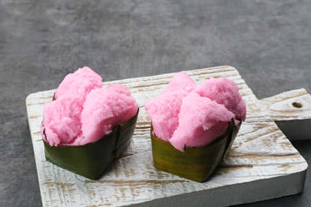 Kue Mangkok (Chinese fa gao) known as fortune cake, usually for Chinese New Year. Made from wheat flour and rice flour. Selected focus image.の写真素材