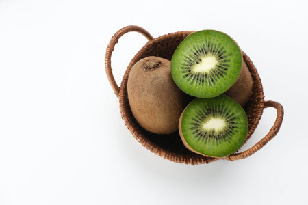 Fresh kiwi fruits, selected focus image, close up.