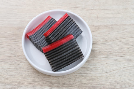 Kue Lapis or Kue Pepe or sticky layer cake, Indonesian traditional dessert made from rice flour and...