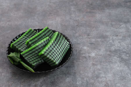 Kue Lapis Pandan or Kue Pepe or sticky layer cake, Indonesian traditional snack made from rice flourの写真素材