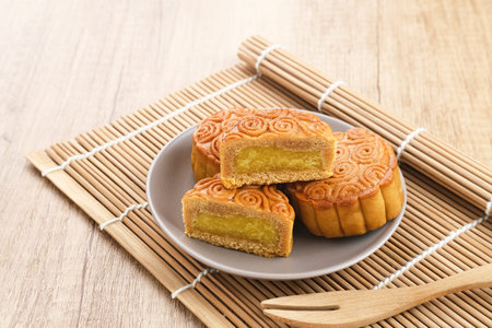 Moon Cake, traditional Chinese snack popular during the mid-autumn festival.