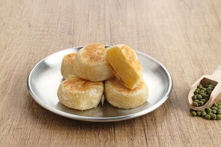 Bakpia, Bakpia Pathok is a typical Yogyakarta food made from a mixture of green beans, cheese and sugar, which is wrapped in flour, then baked.の写真素材