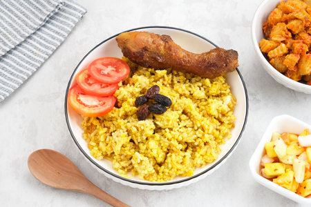 Nasi Kebuli, Arabian Rice with herb and spicesの写真素材