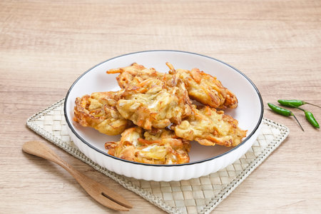 Bakwan sayur or bala-bala or vegetable fritter, Indonesian snack made from flour, cabbage, carrots...