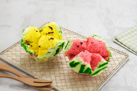 Bolu Kukus (Sponge Cake), made from flour, tapioca flour, egg and sugar. Indonesian traditional...
