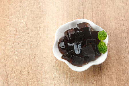Cincau or Grass jelly (Mesona chinensis). Familiar during the month of Ramadan in Indonesia.の写真素材
