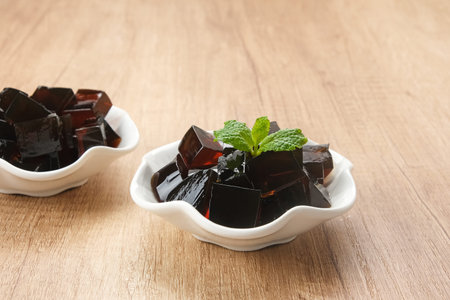 Cincau or Grass jelly (Mesona chinensis). Familiar during the month of Ramadan in Indonesia.の写真素材