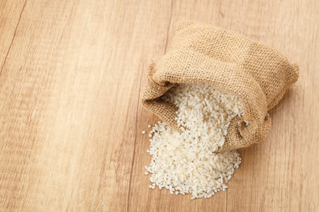 Rice grains for zakat, Islamic zakat conceptの写真素材