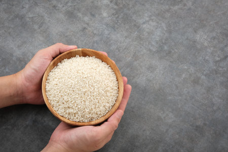Rice grains for zakat, Islamic zakat conceptの写真素材