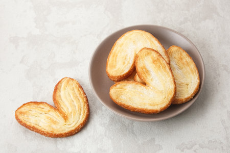 Butterfly Puff Pastry or Palmier Cookies with heart shapeの写真素材