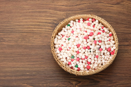 Tapioca pearls sago or sagu mutiara or pacar cina, ingredient for traditional Indonesian dessertの写真素材