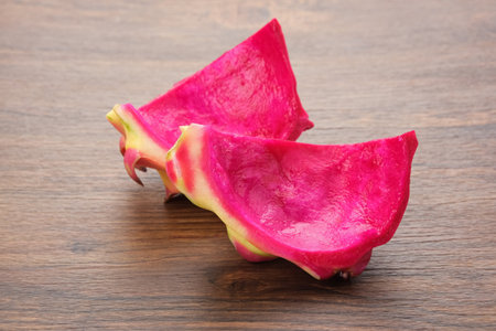Dragon fruit, with the flesh removed, leaving only the skin.の写真素材