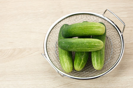 Fresh and healthy organic cucumbersの写真素材