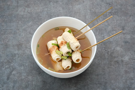 Odeng Soup or Eomukguk, Korean Food made from fish cake with soy sauceの写真素材