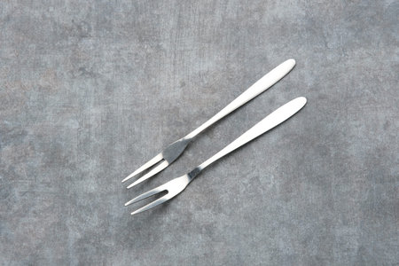 Stainless steel fruit fork on dark background, silver fork